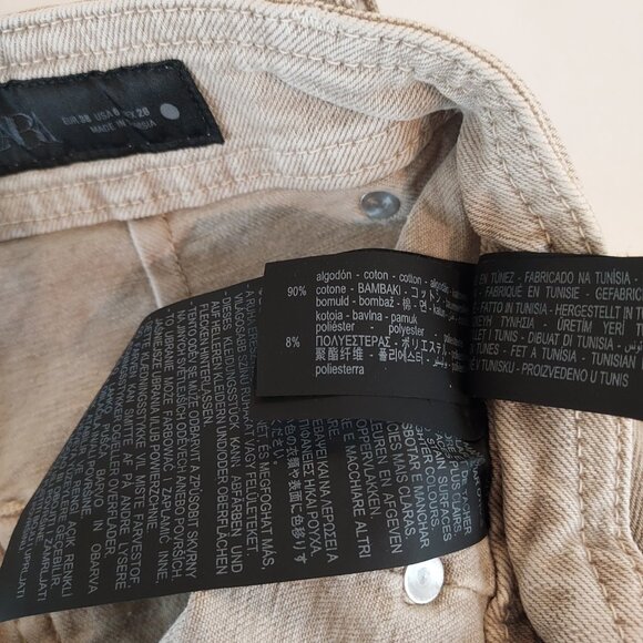 Zara ZW Collection High Waist Wide Leg Tan Jeans Size 6 - Picture 11 of 13